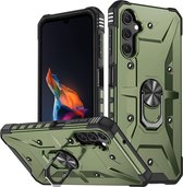 Coverup Heavy Duty Ring Kickstand Back Cover - Geschikt voor Samsung Galaxy A14 Hoesje - Army Green