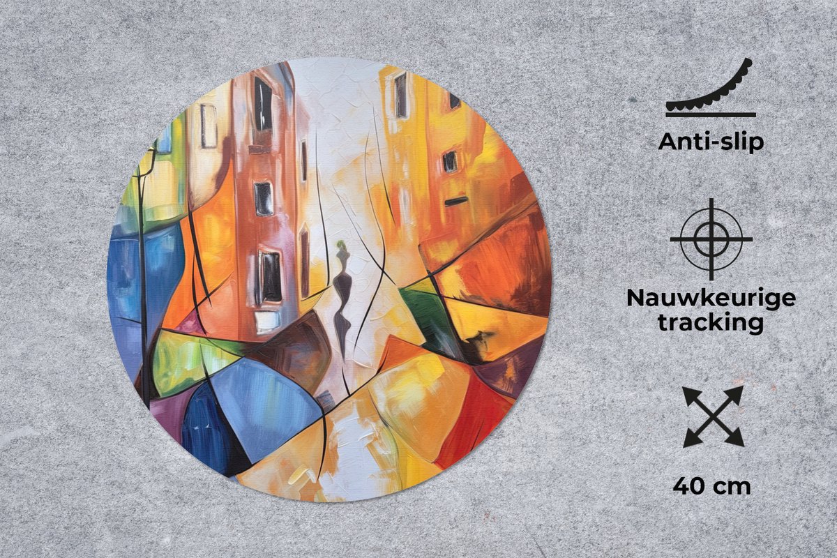 Muismat rond 40x40 cm - Mousepad Abstract - Kunst - Schilderij - Kleuren - Ronde muismatten