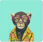 Muismat - Mousepad - Design - Roze - Bril - Aap - Dieren - 30x30 cm - Muismatten