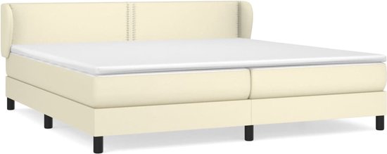 vidaXL - Boxspring - met - matras - kunstleer - crèmekleurig - 200x200 - cm