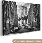 Canvas schilderij Brooklyn New York zwart wit 60x40 - Kamer decoratie accessoires - Schilderijen woonkamer stad - Wanddecoratie slaapkamer - Muurdecoratie keuken - Wanddoek interieur binnen - Woondecoratie huis - Woonaccessoires