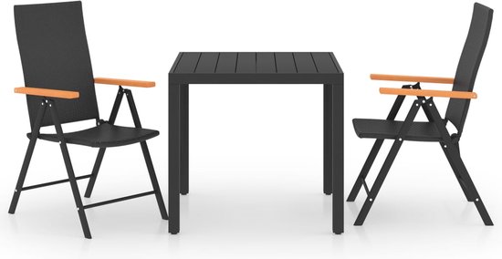 vidaXL Ensemble de jardin 3 pièces noir et marron