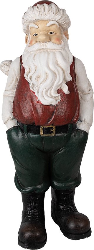 Clayre & Eef Beeld Kerstman 26x25x51 cm Rood Polyresin Kerstdecoratie