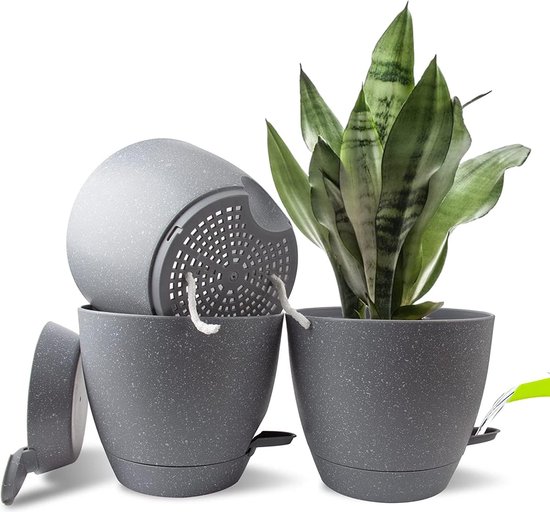Ter Steege Bloempot/plantenpot - Buiten - Antraciet - D19/h15 Cm