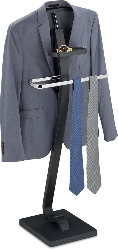 Relaxdays dressboy grijs - kledingstandaard slaapkamer - moderne kledingbutler - dames