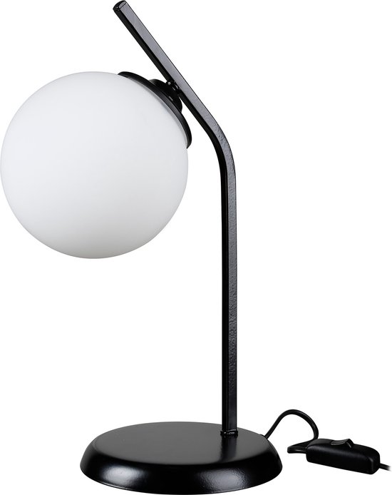 Tafellamp Cande - Bureaulamp - E27 - Zwart Wit - Metaal - Glas - Moderne  Tafellamp | bol.com