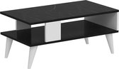 Stijlvolle Salontafel Ada - 40x90x45 cm - Wit en Marmer Zwart - Hout - Spaanplaat - Modern Design