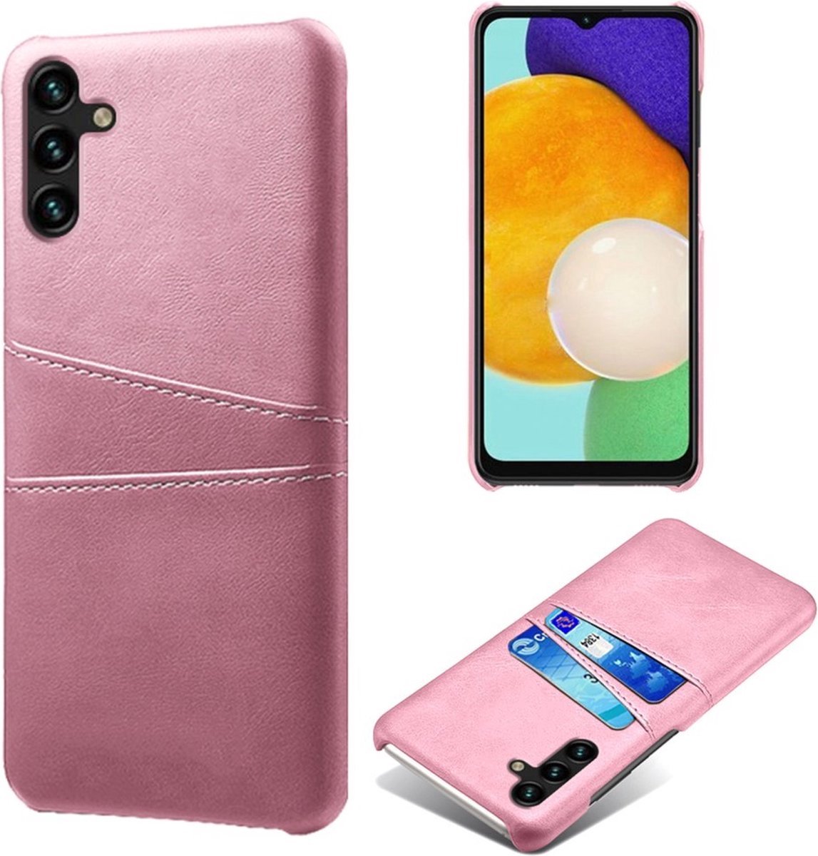 Backcover met Opbergvakjes + PMMA Screenprotector voor Galaxy A34 5G _ Roze Goud