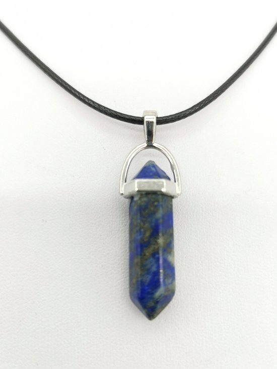 Lapis lazuli Obelisk Hanger met - gratis - zwart - koord Ketting - + 5cm Verstelbaar