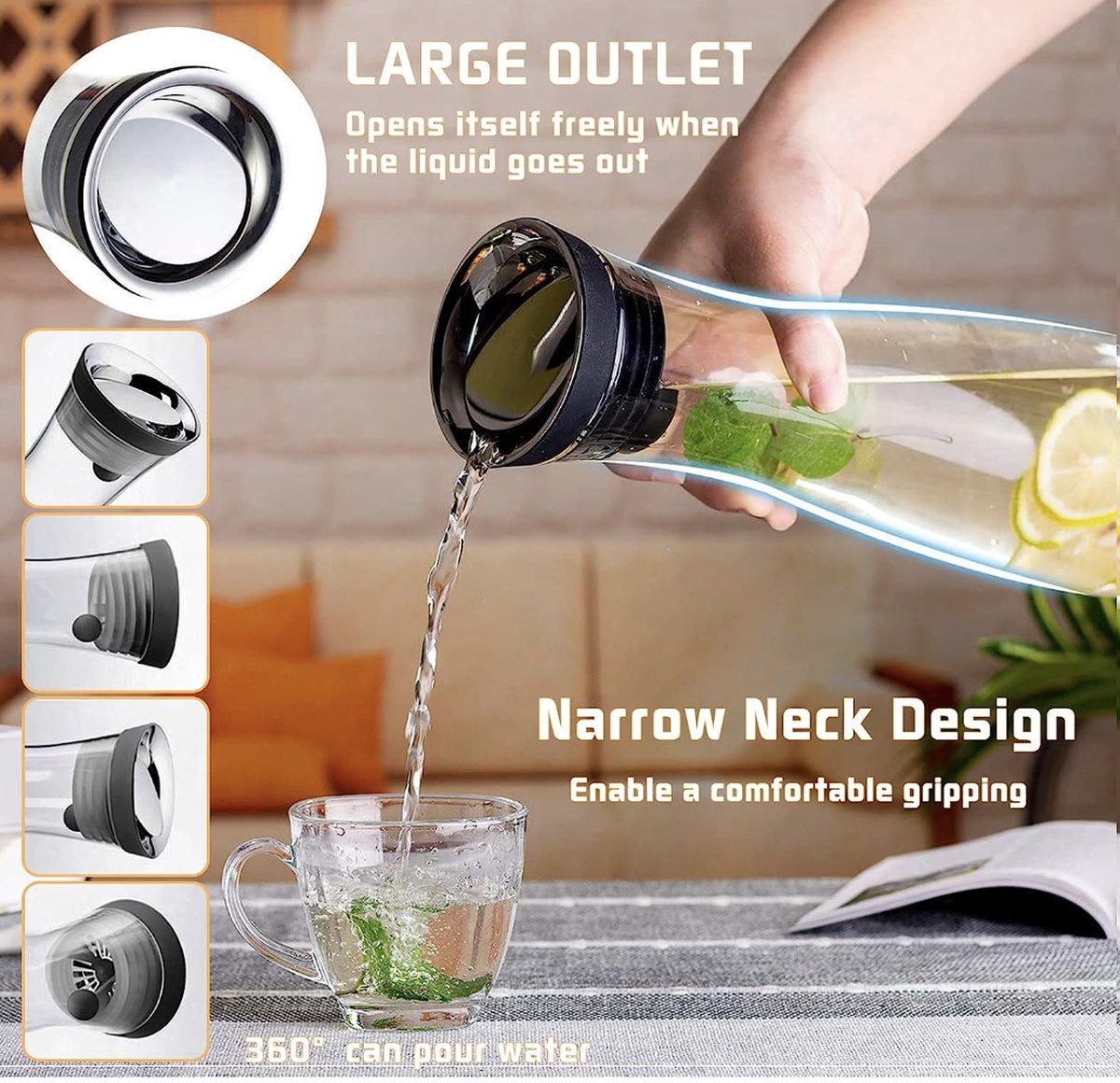 Ensemble Carafe 5 En1 En Verre Résistant Transparent