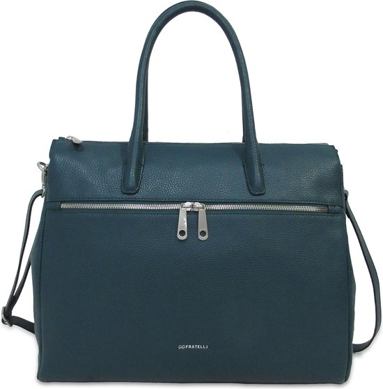 Gigi Fratelli Dames Leren Laptoptas 15 inch Romance Business ROM8006 Teal Groenblauw