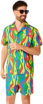OppoSuits Loopy Lines - Set d'été pour hommes - Contient une chemise et un Shorts - Tenue de Festival - Multicolore - Taille : S