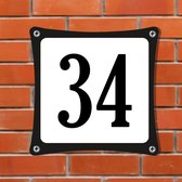 Namengigant Huisnummerbord Emaille-Look - Nummer 34 - Standaard - 10 x 10 cm | incl. schroeven