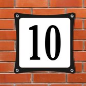 Namengigant Huisnummerbord Emaille-Look - Nummer 10 - Standaard - 10 x 10 cm | incl. schroeven