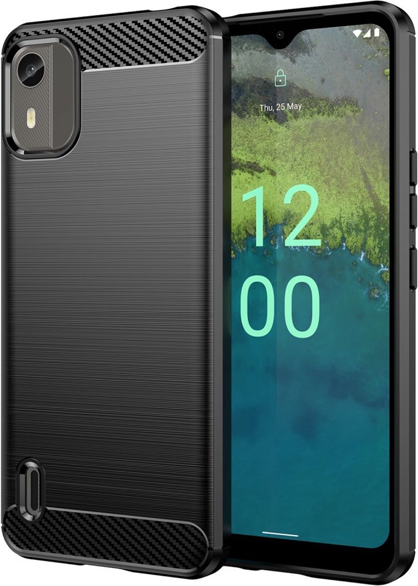 Coverup Hoesje - Geschikt voor Nokia C12 Hoesje - Coverup Armor Brushed TPU Back Cover - Zwart