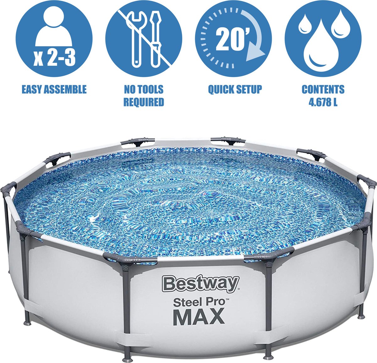 Bestway Zwembad Steel Pro MAX 56406 - FrameLink Systeem - Eenvoudig op te Zetten - 305 x 76 cm — afbeelding 15