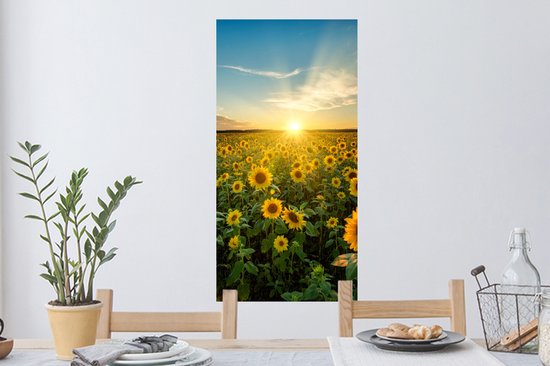 Stickers muraux - Sticker Foil - Coucher de Soleil - Fleurs - Tournesol - Horizon - Paysage - 40x80 cm - Film Adhésif - Stickers muraux Chambre Enfant - Papier Peint Auto Adhésif