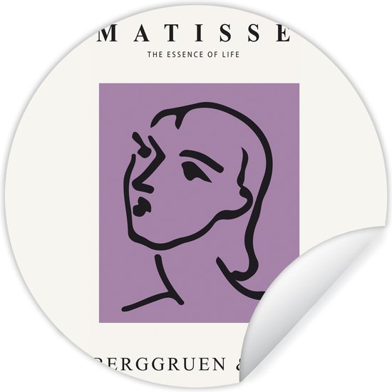 WallCircle - Muurstickers - Behangcirkel - Matisse - Abstract - Oude meesters - Vrouw - ⌀ 120 cm - Muurcirkel - Zelfklevend - Ronde Behangsticker XXL