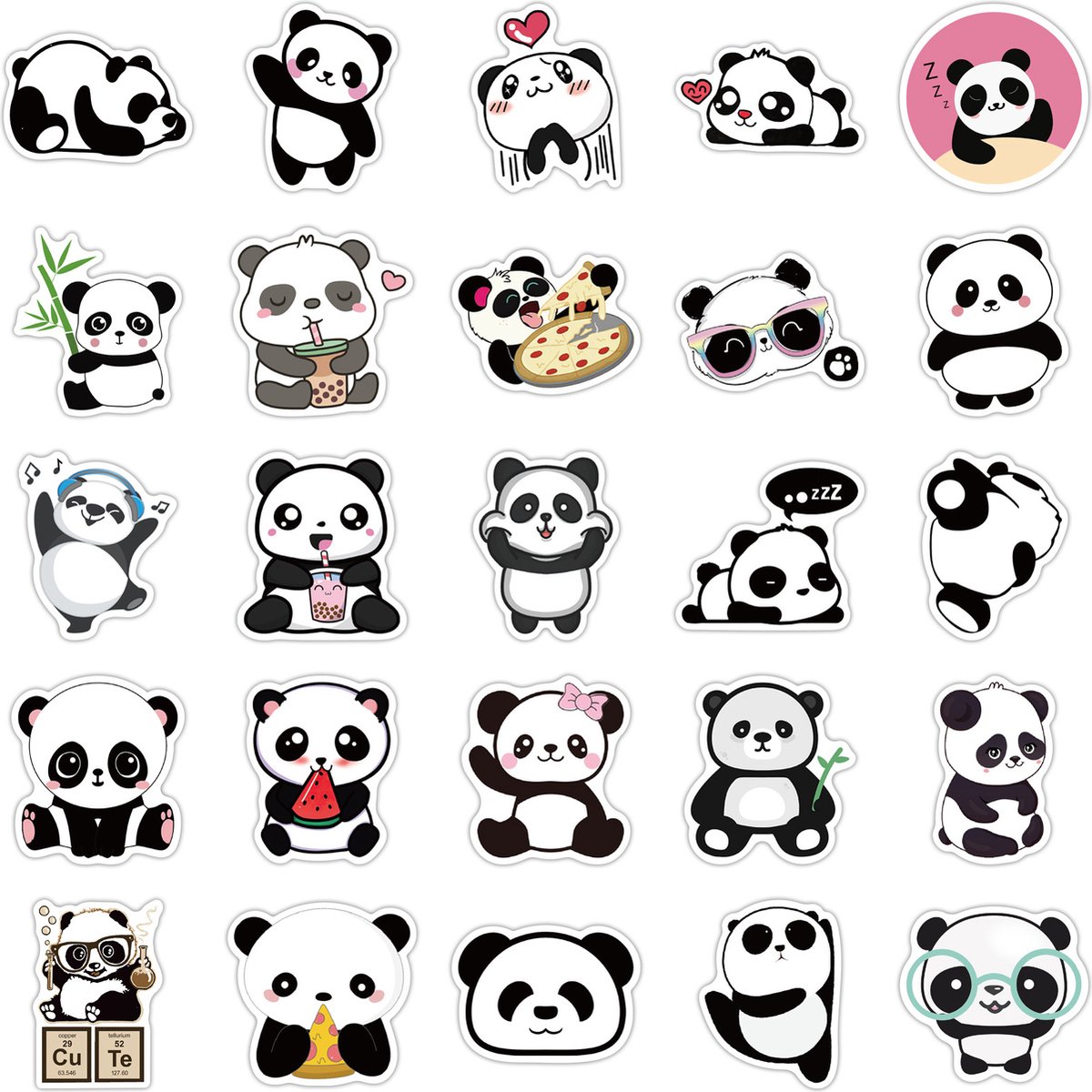 Panda Stickers 50 Stuks | Grappige Dieren Stickers | Lieve Panda Beer | Humoristische Laptop Stickers | Leuke Stickers voor Kinderen en Volwassenen | Stickervellen | Plakstickers | Koffer en Reis Stickers | Stickers voor Bullet Journal en Planner — afbeelding 7