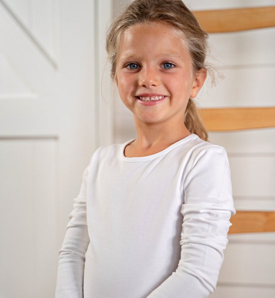 Little Label T shirt manches longues Filles Size 122-128/8Y - blanc - 3-pack - 3 Pieces Wit T shirt - Soft BIO Katoen