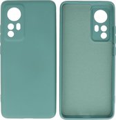 Hoesje Geschikt voor Xiaomi 12 Hoesje - 2.0mm Dikke Fashion Telefoonhoesje Backcover - Siliconen Hoesje - Donker Groen