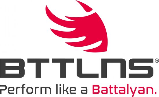 Het rode BTTLNS logo met de tekst 'Perform like a Battalyan'.