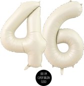 Cijfer Helium Folie ballon XL - 46 jaar cijfer -Beige - Caramel - Satijn - Nude - 100 cm - leeftijd 46 jaar feestartikelen verjaardag