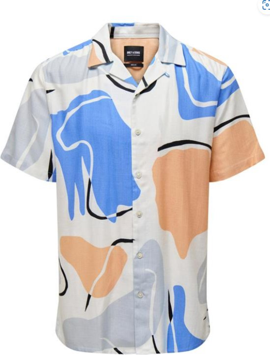 chemise à manches courtes homme - chemise festival - Onsdab - Only & Sons- marina - imprimé - Taille L