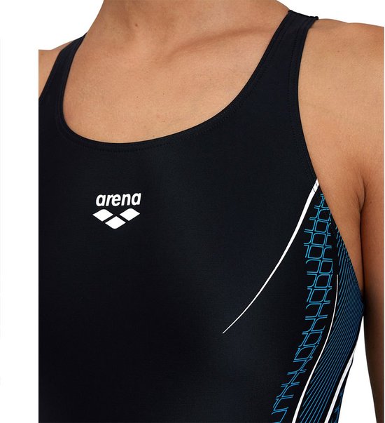 Arena W Modular Swimsuit V Back black zwart-turquoise