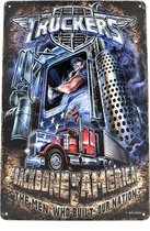 Mancave Decoratie | Wanddecoratie Metaalbord - Vrachtwagen - Trucker - Backbone of America - Wandborden - 30x20cm