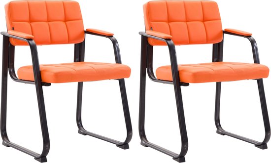 CLP Canada B Set de 2 chaises de salle à manger - avec accoudoirs - Structure Zwart - Simili cuir - orange