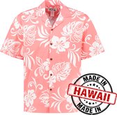 Hawaii Blouse - Shirt - Hemd - 100% Katoen - Overhemd Heren Korte Mouw - Made in Hawaii "Vakantie Vibes Roze" Maat XXL