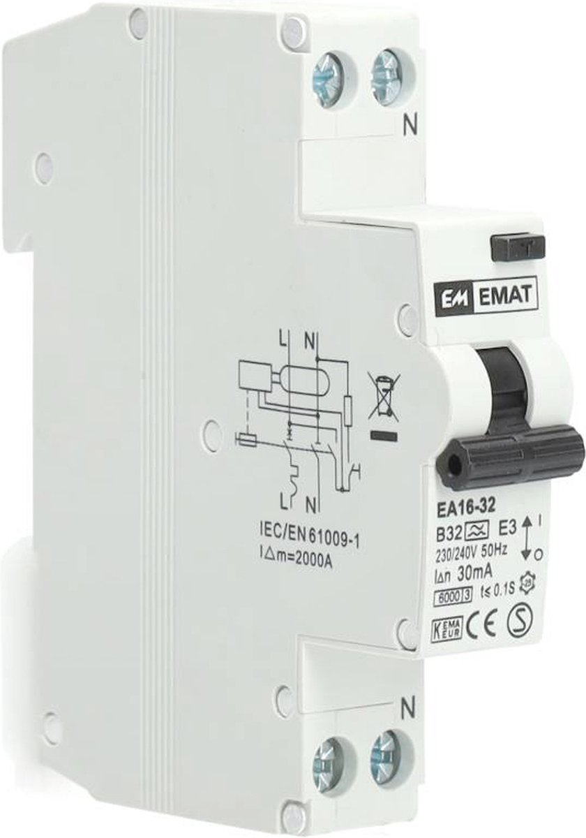 EMAT aardlekautomaat B32 1P+N 30mA Type A (85006010)