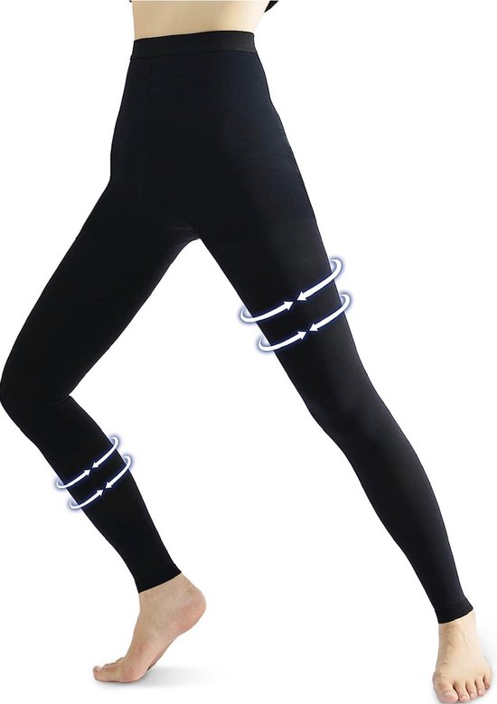 De Millennials - Compressie leggings voor dames - compressie panty - compressie kousen - Maat XL - 20-30 mmHg steunkousen voor dames - ondoorzichtig - solide ondersteuning voor spataderen - sport - yoga - fitness - outdoor sport -oedeem - zwart van Merkloos — afbeelding 2
