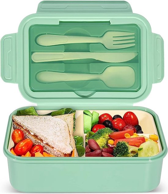 Boîte à lunch pour adultes, 1400 ml, Bento Box avec 3 compartiments, boîte  à lunch