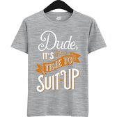 Dude Shuit Up | Vrijgezellenfeest Cadeau Man - Groom To Be Bachelor Party - Grappig Bruiloft En Bruidegom Bier Shirt - T-Shirt - Unisex - Heather Grey - Maat M
