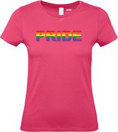 Dames T-shirt PRIDE Regenboog | Gay pride shirt kleding | Regenboog kleuren | LGBTQ | Roze dames | maat M