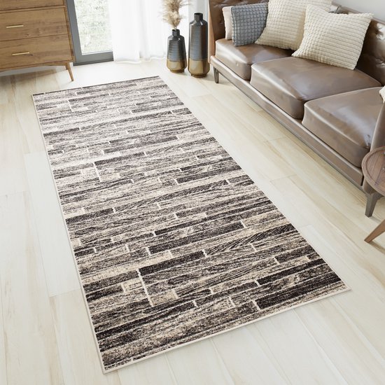 Laagpolig vloerkleed, Ontwerp met abstracte golven, Vloerkleed Zwart, 160 x 230 cm, Tapijten in moderne stijl, Tapijt woonkamer