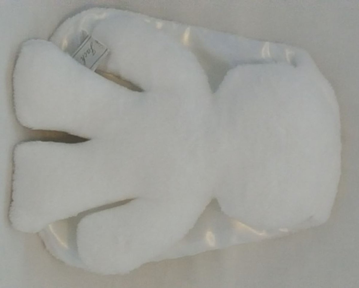 Harlekijn Snuggle Bunny wit met witte oren. 26 cm