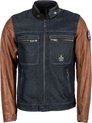 Helstons Winston Canvas Cotton Leather Blue Brown Jacket M - Maat - Jas