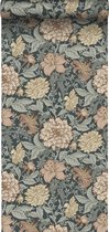 ESTAhome behang vintage bloemen donkerblauw - 139641 - 0.53 x 10.05 m