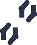 Vier effen donkerblauwe sokken van Esprit, met logo en maatindicatie.