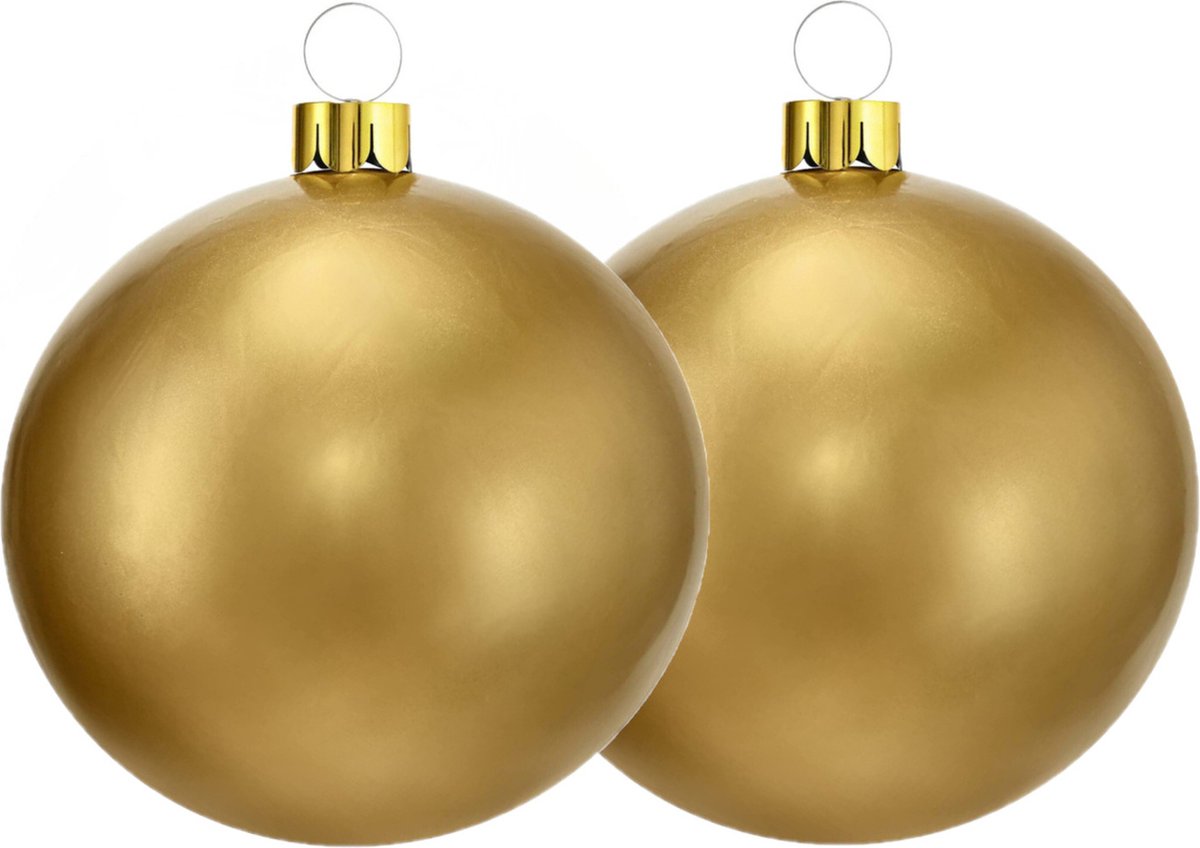 Christmas Decoration mega grote kerstbal - 2x - 45 cm - goud - opblaasbaar
