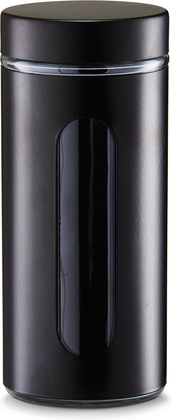 Bocaux de conservation avec fenêtre - 6x - noir - 600 à 1200 ml - métal