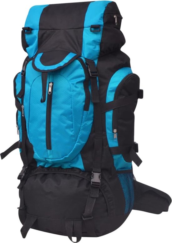 vidaXL - Rugzak - hiking - XXL - 75 - L - zwart - en - blauw