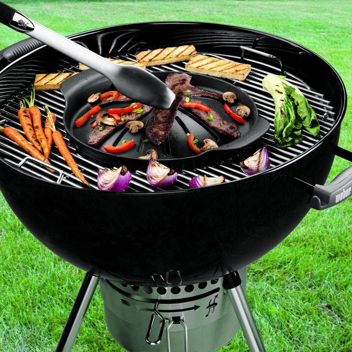 Denmay 8835 54,5cm Scharnierend kookrooster voor 57 cm Weber Houtskool Grills Gourmet BBQ Systeem Koken Rooster voor Weber One-Touch Performer Bar- B-waterkoker en Master-Touch Houtskool Grills