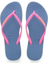 Havaianas Slipper Slim Logo - Blauw / Roze maat: 31/32