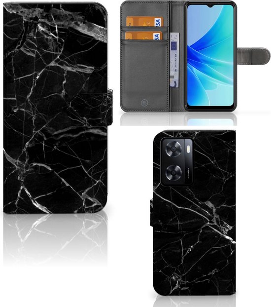 Custodia Portafoglio Con Cinturino Per OPPO A57S / A57 4G - Design Marmo, Pelle PU Con Slot E Supporto
