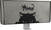kwmobile hoes geschikt voor 34-35" Monitor - beschermhoes voor beeldscherm - Kat Meow design - grijs / zwart