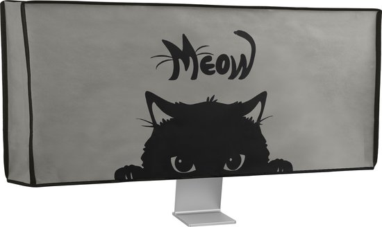 kwmobile cover for 34-35" Monitor - housse de protection pour écran - design Cat Meow - gris / noir